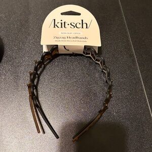 Kitsch Non-Slip Zigzag Headbands - Black and Brown
